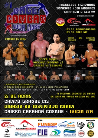 Cage Combat #1 lança cronograma de lutas para sábado