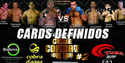 Cage Combat Luta Livre #2 define lutas do Card Principal e Preliminar