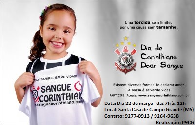 Torcida organizada do Corinthians faz campanha para doação de sangue na Capital