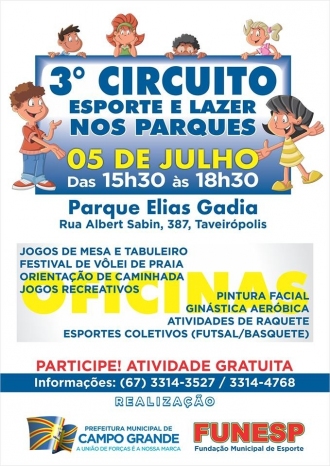 Circuito de esporte e lazer acontece nesse sábado