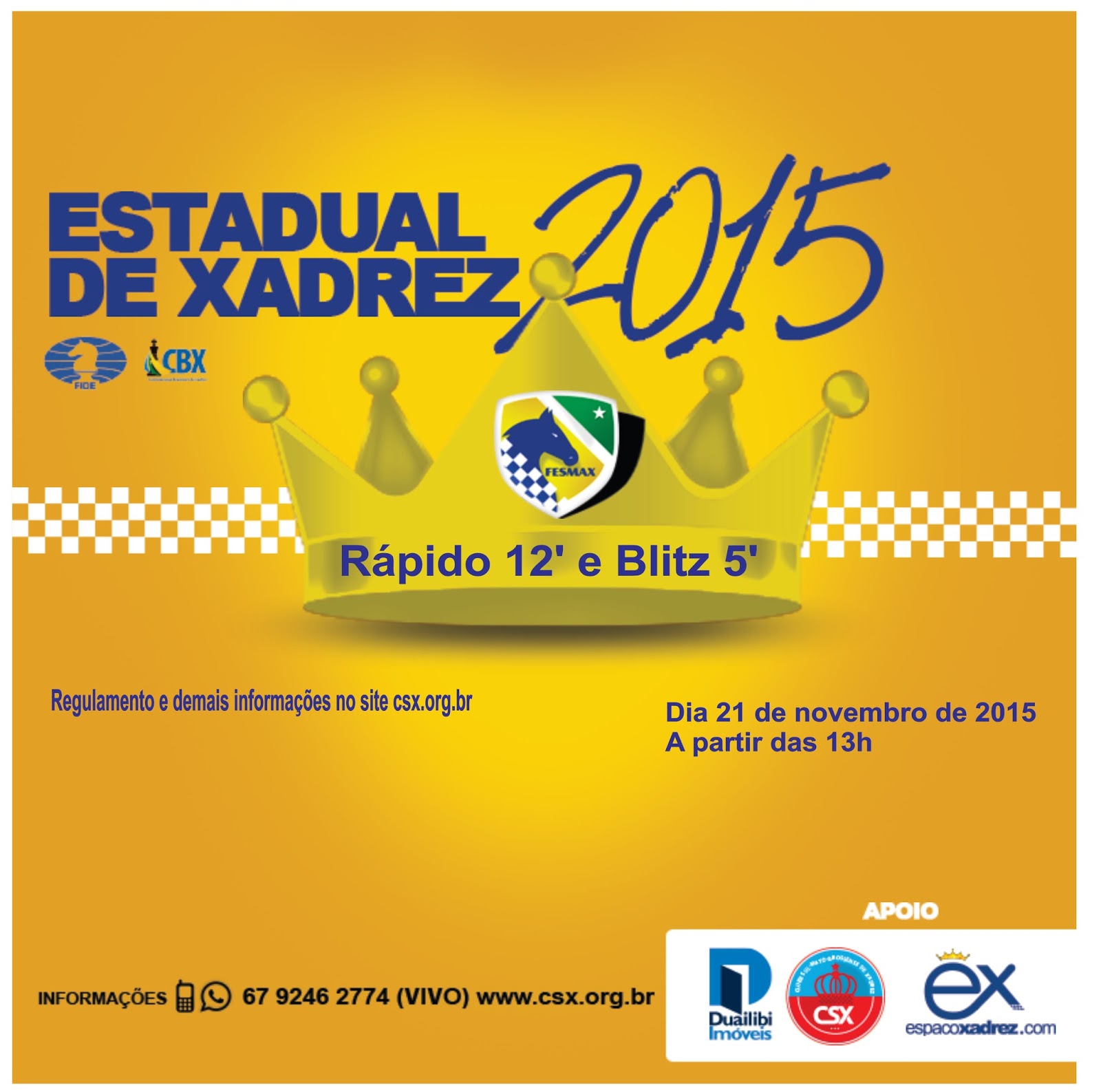 Fesmax realiza Campeonato Estadual de Xadrez - Blitz e Rápido