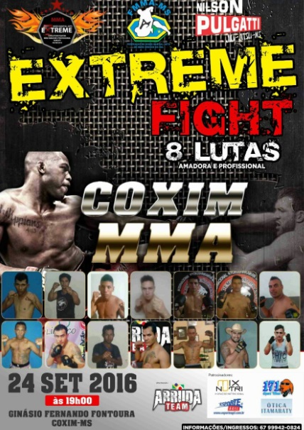 Coxim recebe edição do Extreme Fight de MMA neste sábado