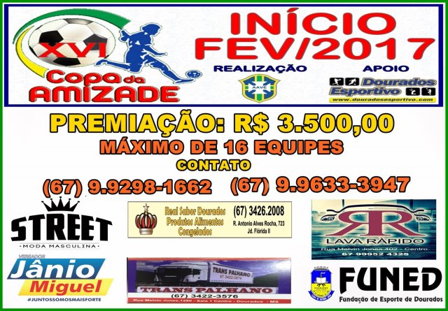 Copa da Amizade, em Dourados, começa no dia 12