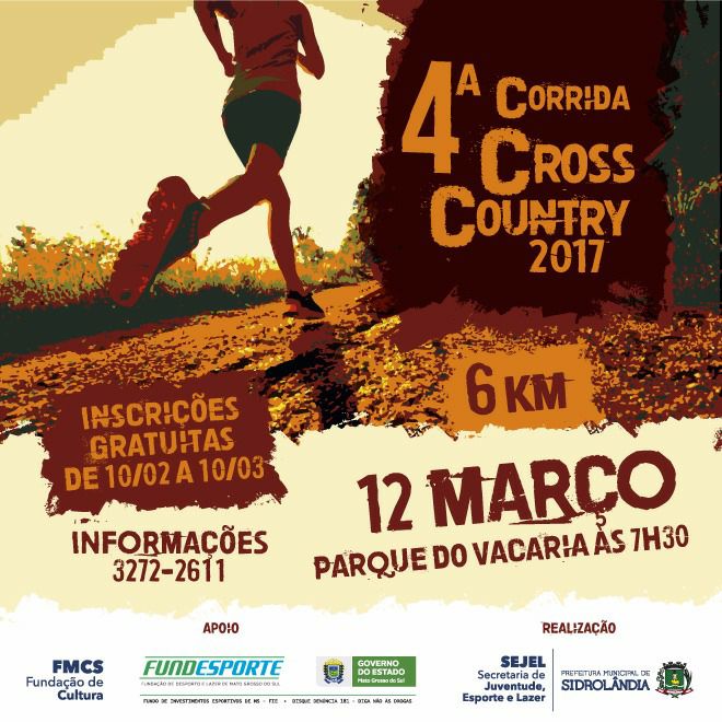Sidrolândia promove Corrida Cross Country no dia 12 de março