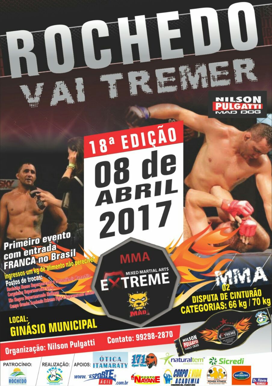 Rochedo recebe evento de lutas no próximo dia 8 de abril
