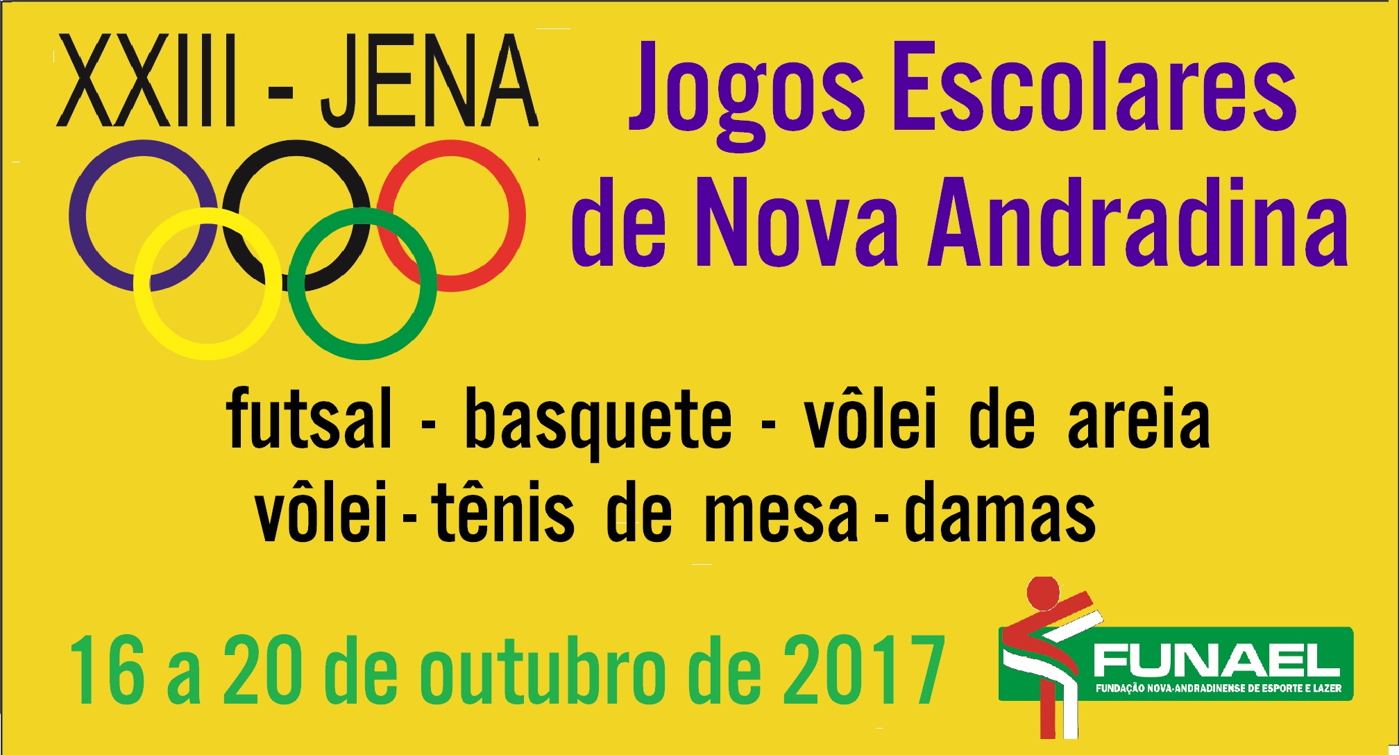 Nova Andradina confirma Escolares entre 16 a 20 de outubro