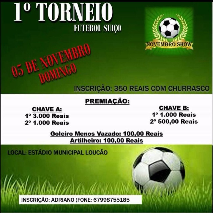 1º Torneio de Futebol Suíço em Maracaju segue com inscrições abertas