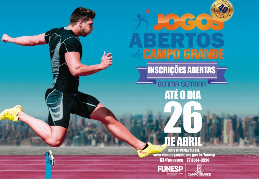 Inscrições para a 40º edição dos Jogos Abertos de Campo Grande encerram nesta quinta-feira