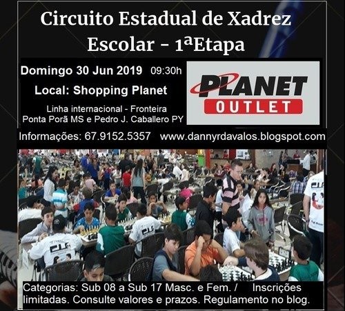 1ª Etapa﻿ do Circuito Estadual de Xadrez Escolar será em Ponta Porã
