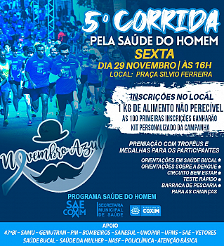 Corrida da Saúde do Homem agita Coxim nesta sexta