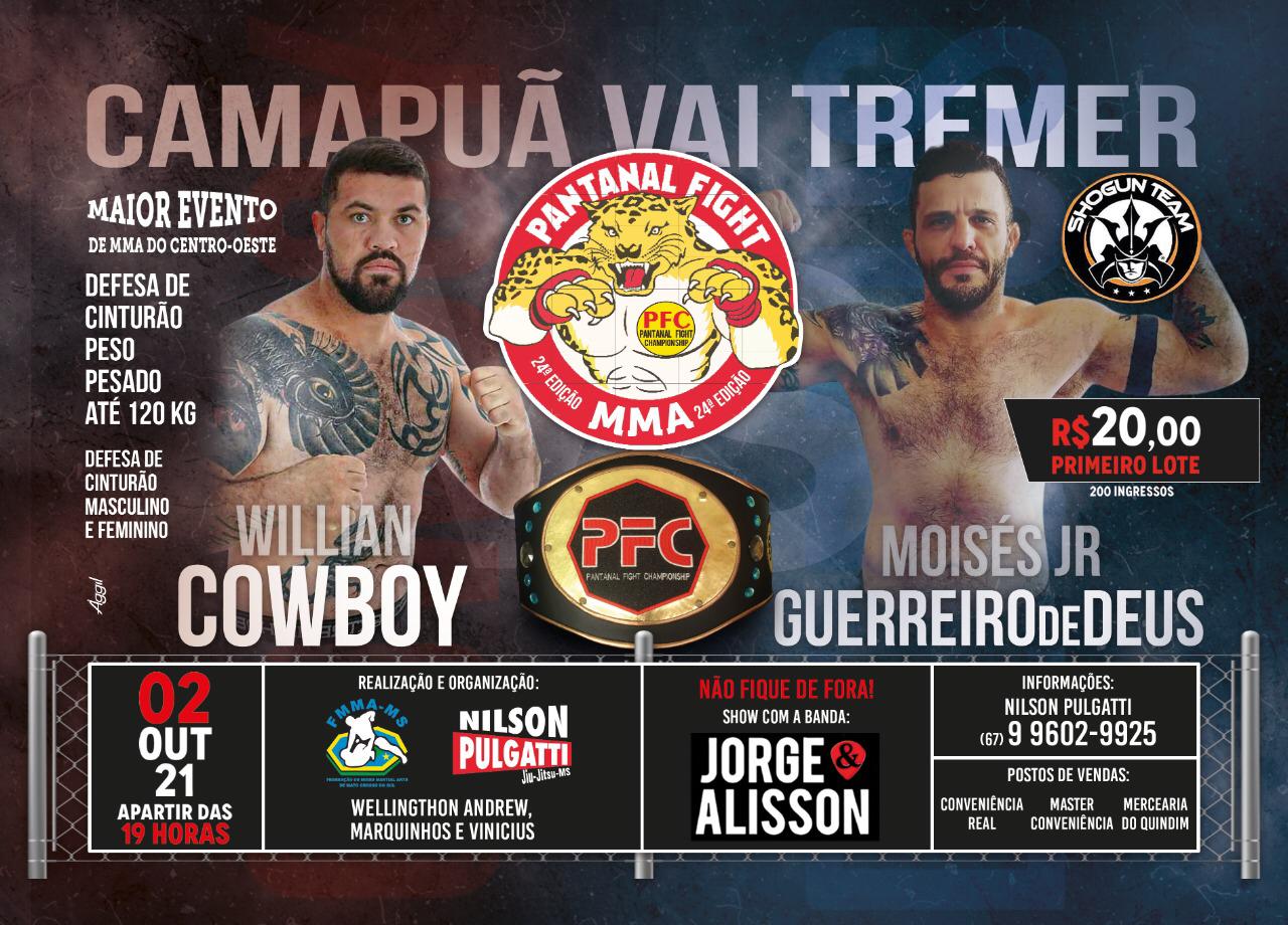 Camapuã recebe neste sábado a 24° edição do Pantanal Fight (PFC)