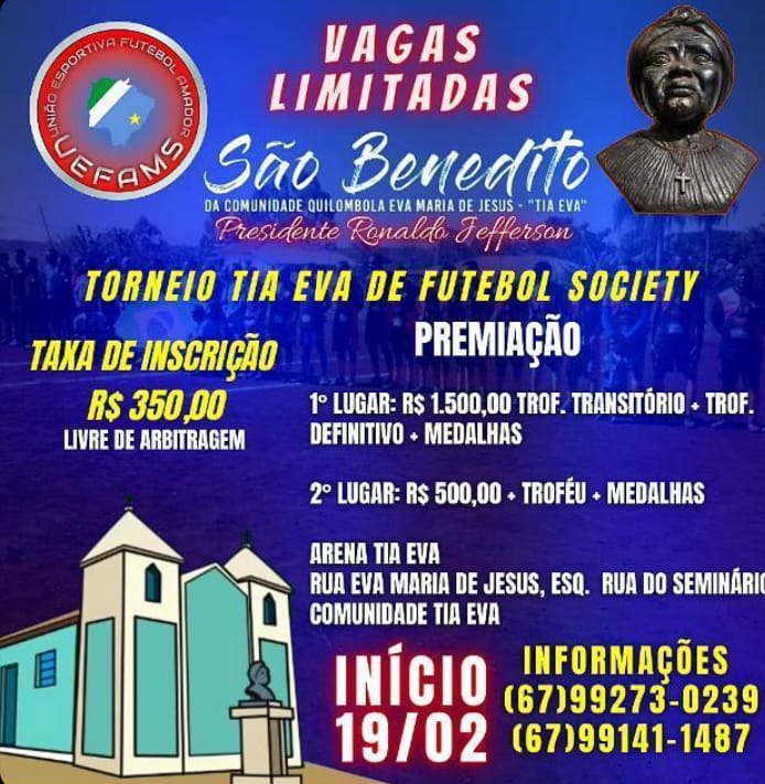 Torneio Tia Eva de Futebol Society está com inscrições abertas