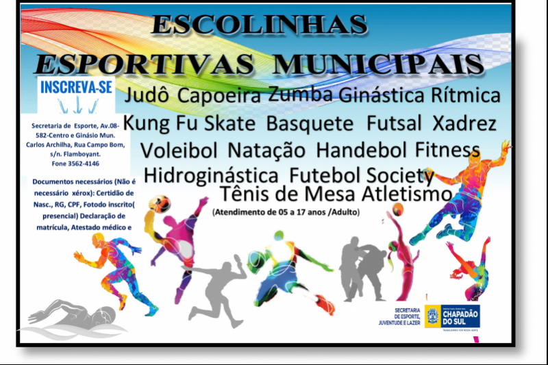 Aulas nas Escolinhas Esportivas de Chapadão do Sul se iniciam na próxima semana