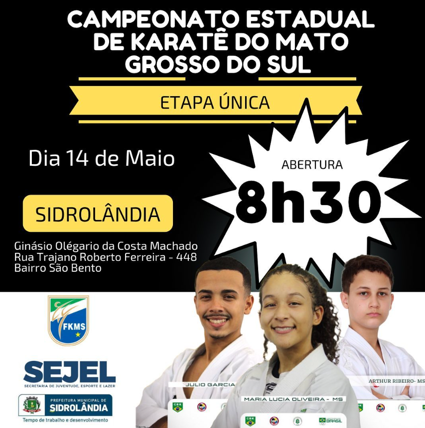 Sidrolândia recebe neste sábado o Campeonato Estadual de Karatê MS