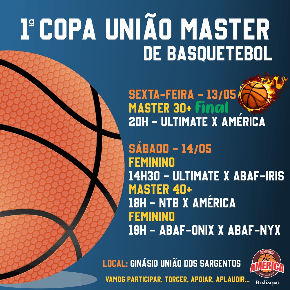 Copa União Máster de Basquetebol: Ultimate e América se enfrentam nesta sexta pelo título da categoria 30+ 
