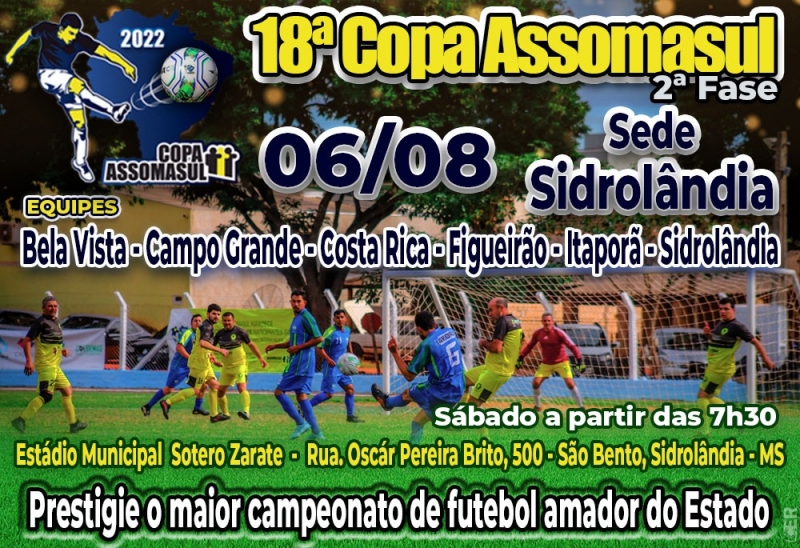 Costa Rica disputa 2ª fase da Copa Assomasul no próximo sábado