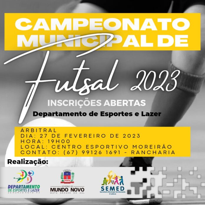 Estão abertas as inscrição para Campeonato de Futsal em Mundo Novo