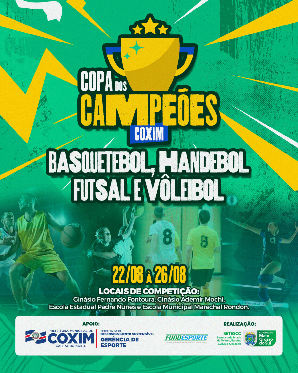 Copa dos Campeões 2023, começa nesta terça-feira em Coxim