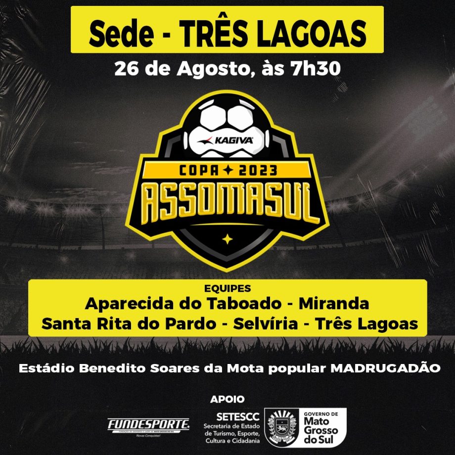 Três Lagoas sedia segunda fase da Copa Assomasul neste sábado