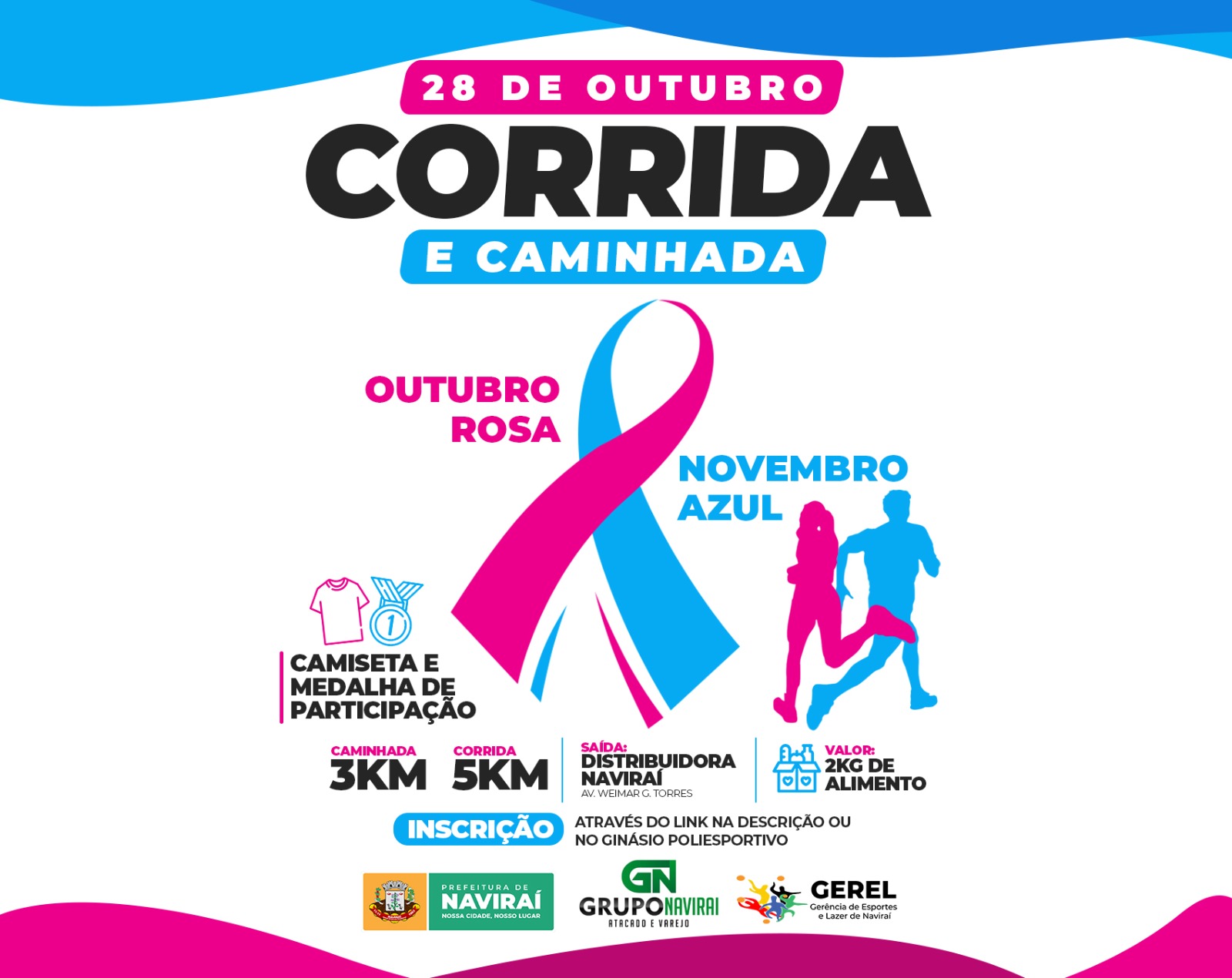 Naviraí terá Corrida e Caminhada Outubro Rosa Novembro Azul