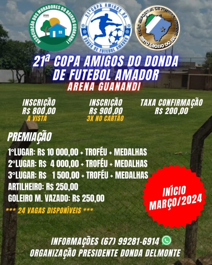 Copa Amigos do Donda no Guanandi terá 24 equipes em março