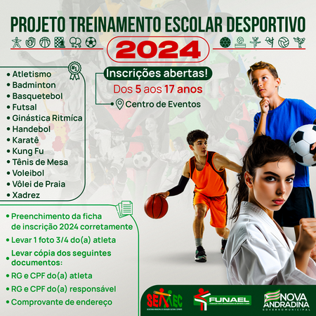 Programa de treinamento escolar desportivo está com inscrições abertas