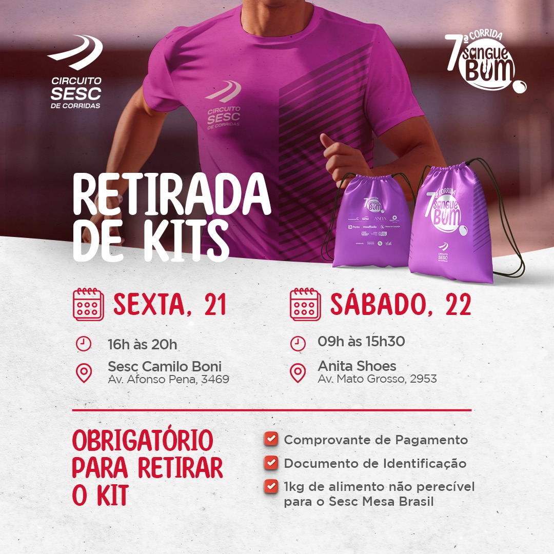 Circuito Sesc de Corridas etapa Sangue Bom começa a entregar kits