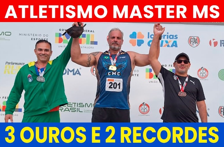 Atleta de MS quebra dois recordes e conquista três ouros no Paulista de atletismo