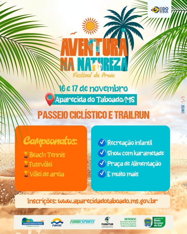 Festival de Praia: atrações esportivas em Aparecida do Taboado