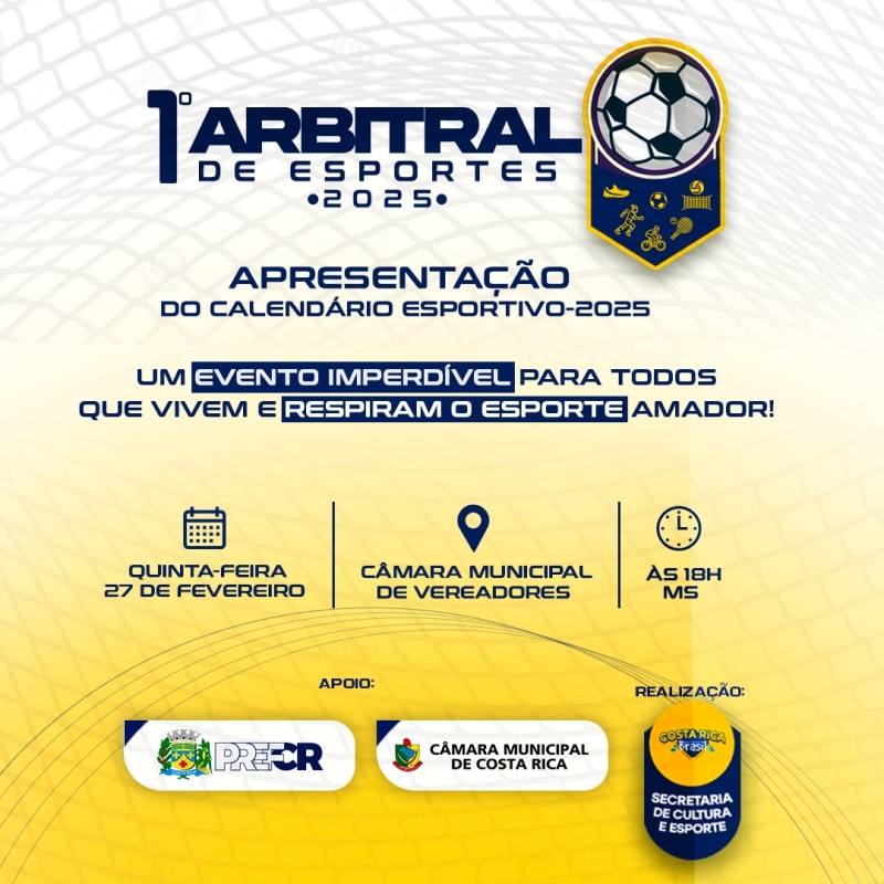 Costa Rica apresenta Calendário Esportivo 2025 em Arbitral