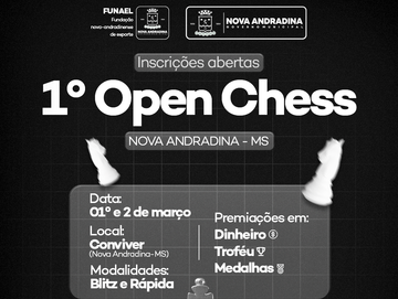 1º Open Chess reunirá enxadristas do Brasil e do exterior em Nova Andradina
