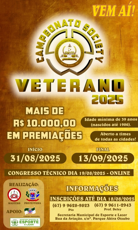 Brasilândia se prepara para o Veterano 2025: premiação de mais de R$ 10 mil