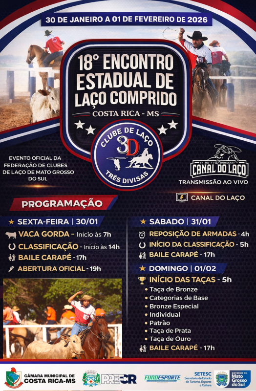 18º Encontro Estadual de Laço Comprido acontece entre os dias 30 de janeiro