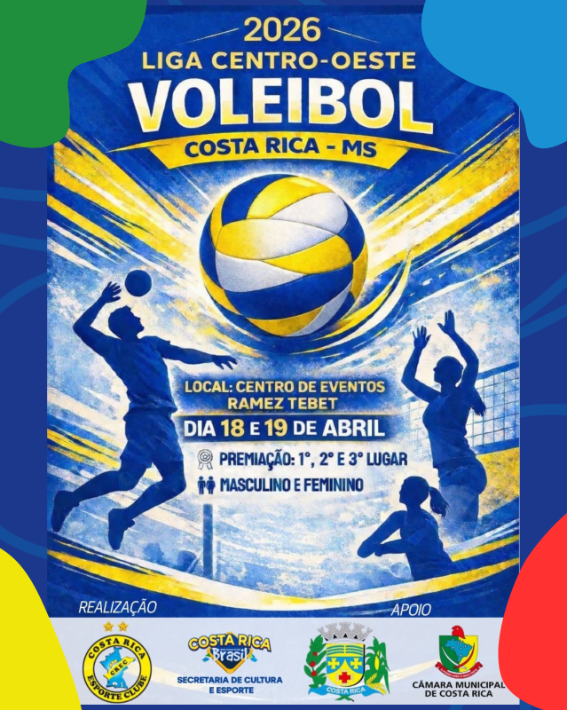 Costa Rica sedia a primeira etapa da Liga Centro-Oeste de Voleibol 2026 sábado e domingo no Ramez Tebet