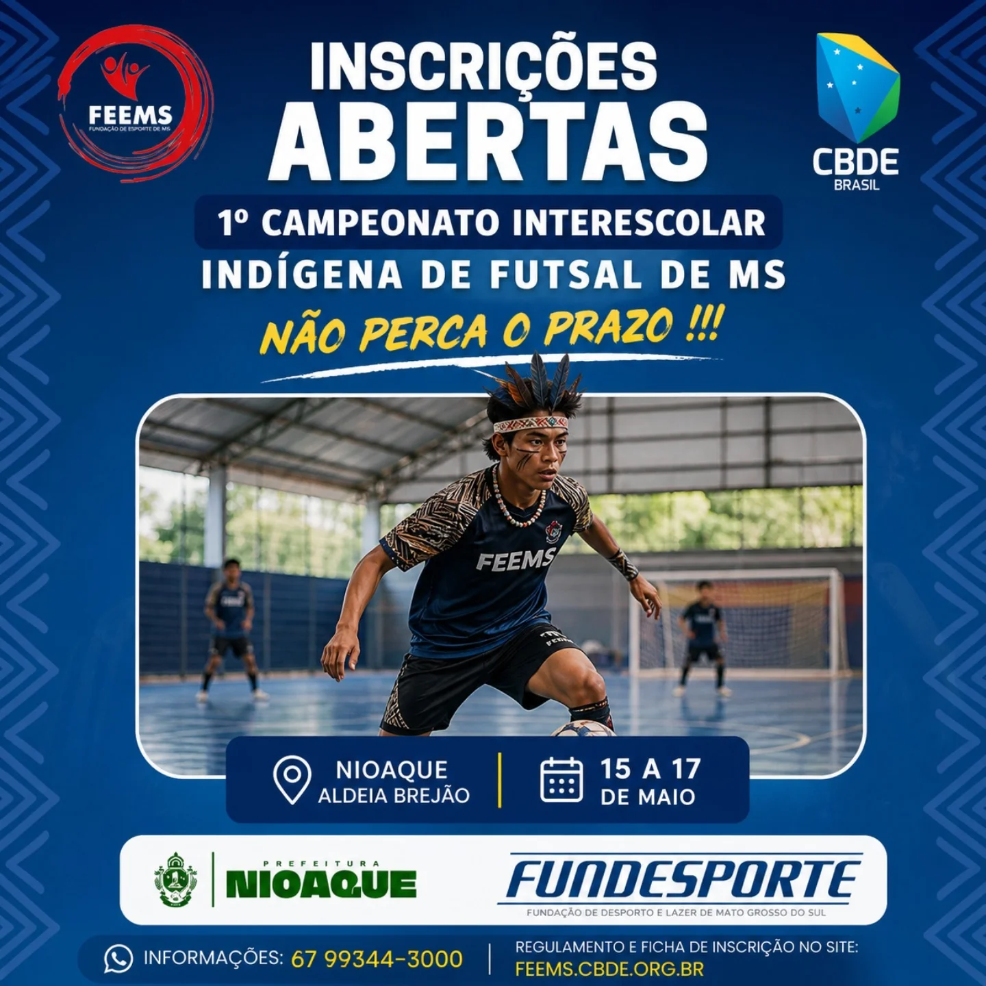 Inscrições abertas para o 1º Campeonato Interescolar Indígena de Futsal em Nioaque