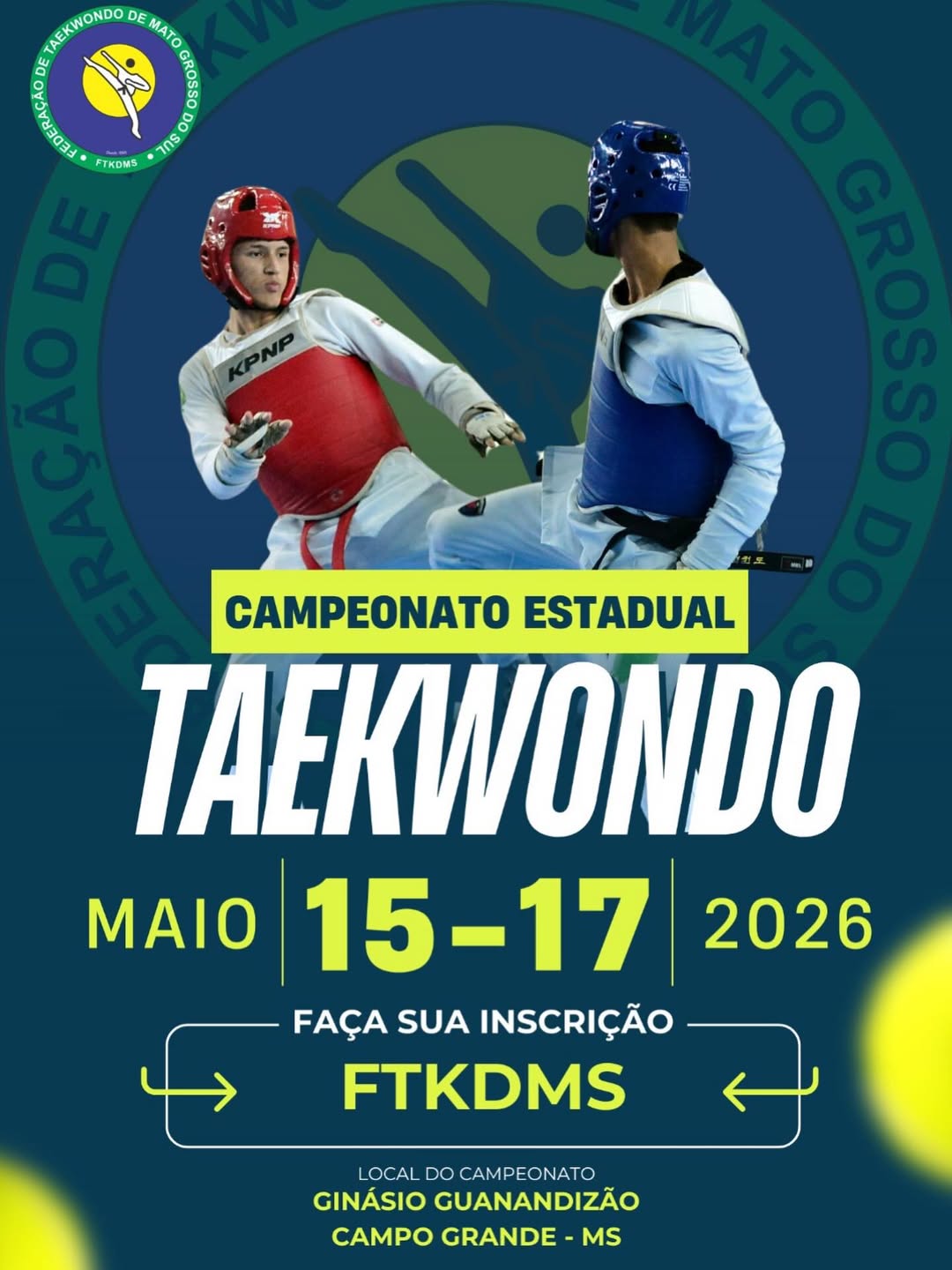 Campo Grande sedia Campeonato Estadual de Taekwondo com seletiva para o Brasileiro 2026