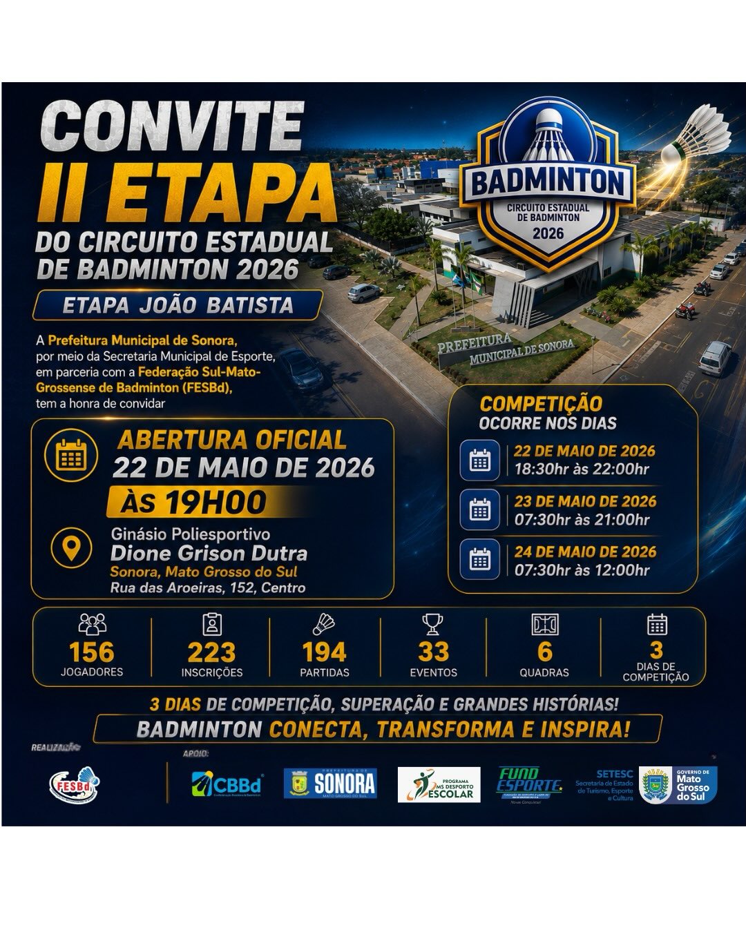 Sonora recebe etapa inédita do Circuito Estadual de Badminton