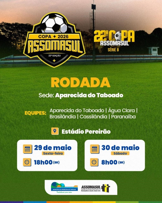 Estádio Pereirão recebe rodada da Copa Assomasul 2026 - Série B