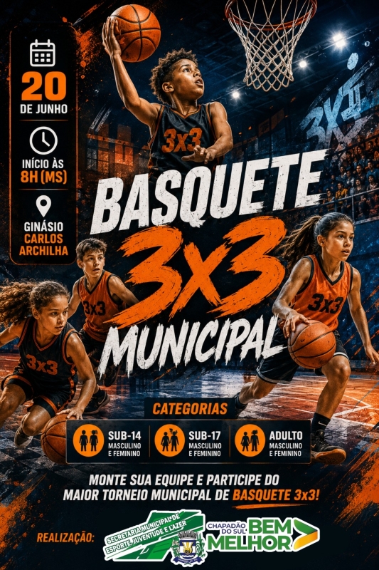 Secretaria de Esporte promove Campeonato Municipal de Basquete 3x3 em Chapadão do Sul