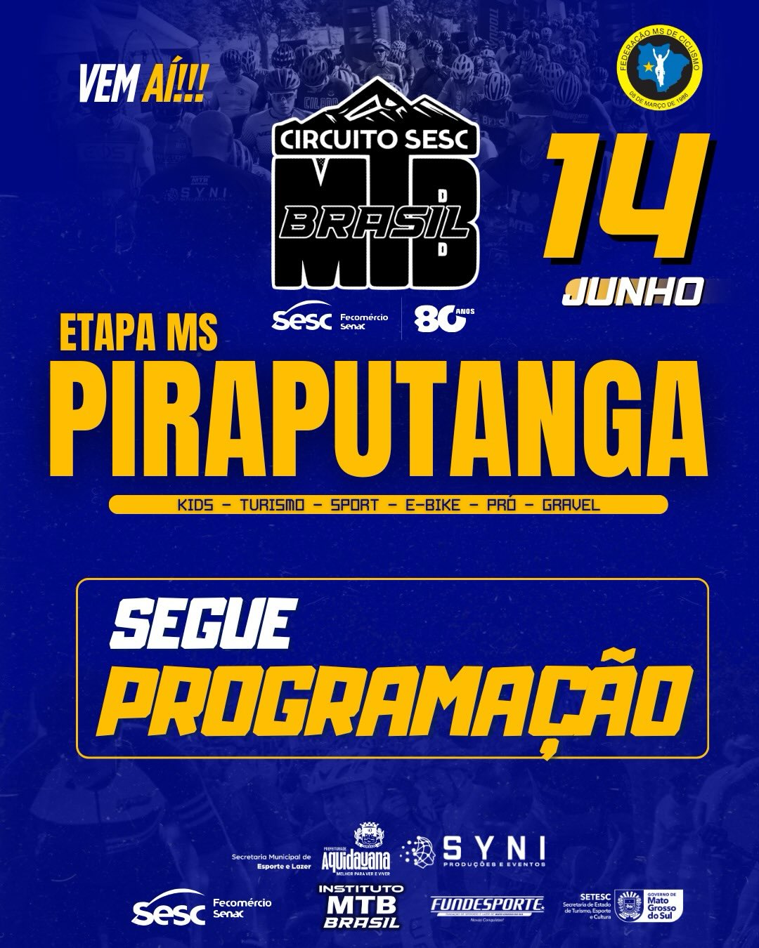 Circuito Sesc MTB Brasil 2026 terá etapa em Piraputanga