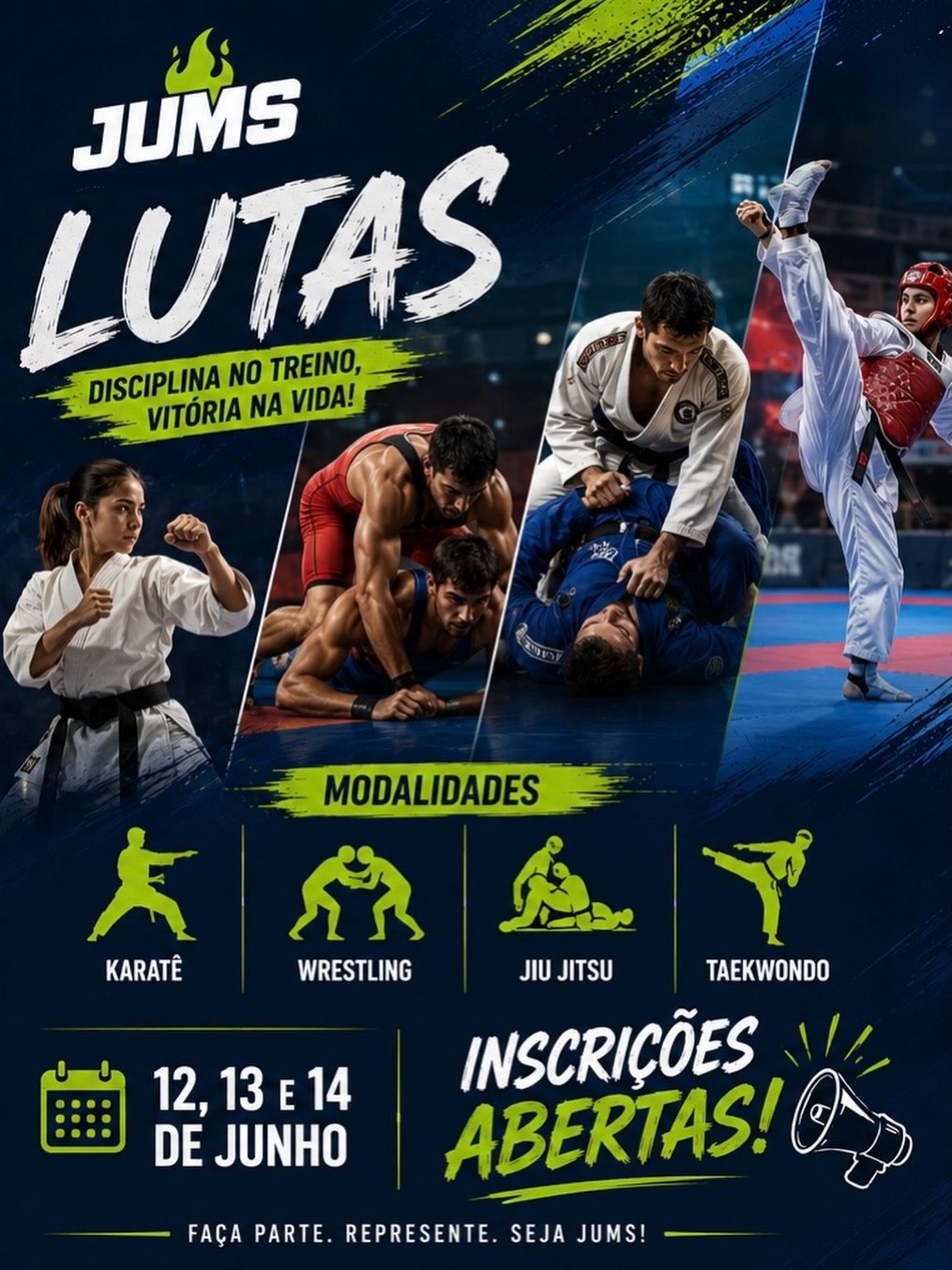 JUMS Lutas 2026 reunirá atletas universitários em disputas de artes marciais