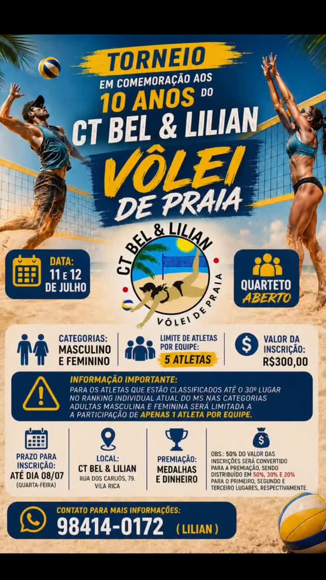 Torneio de Vôlei de Praia celebra 10 anos do CT Bel & Lilian