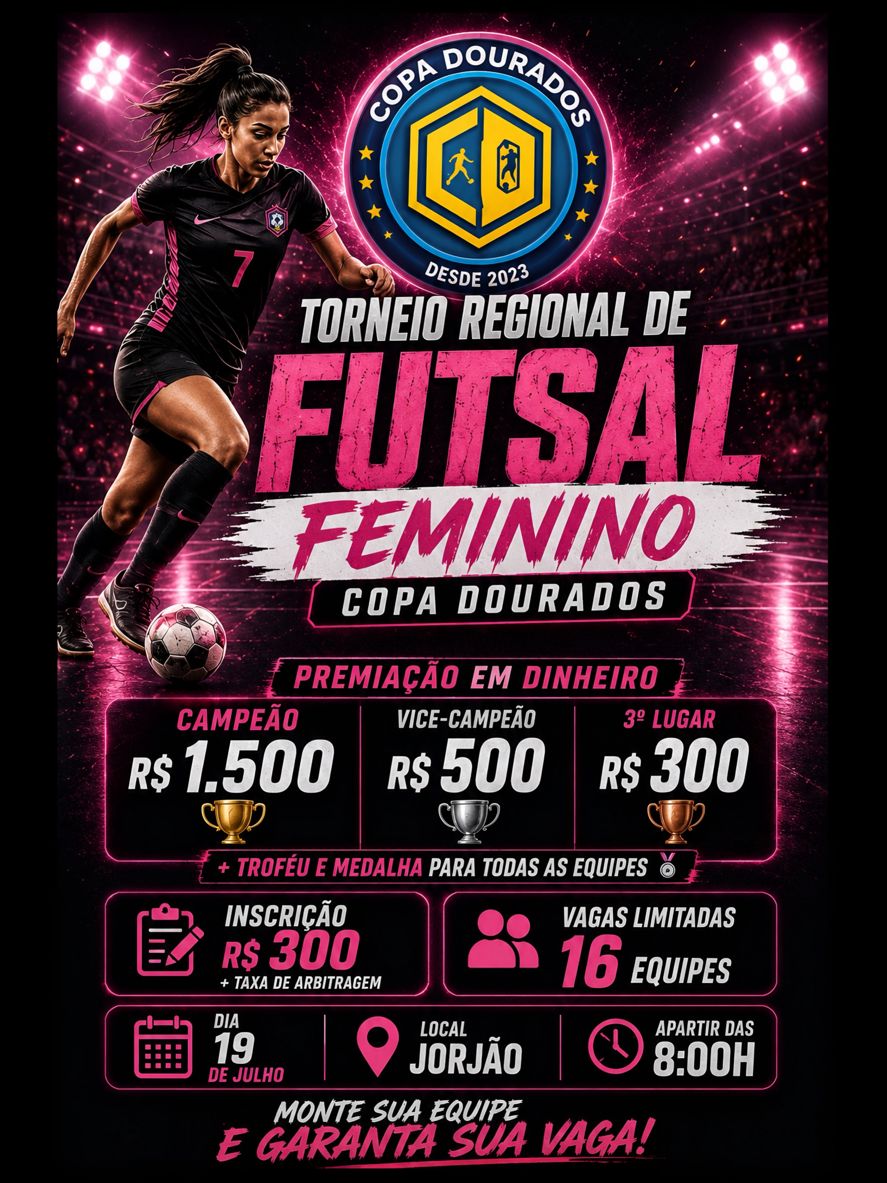 Inscrições abertas para o Torneio Regional de Futsal Feminino em Dourados