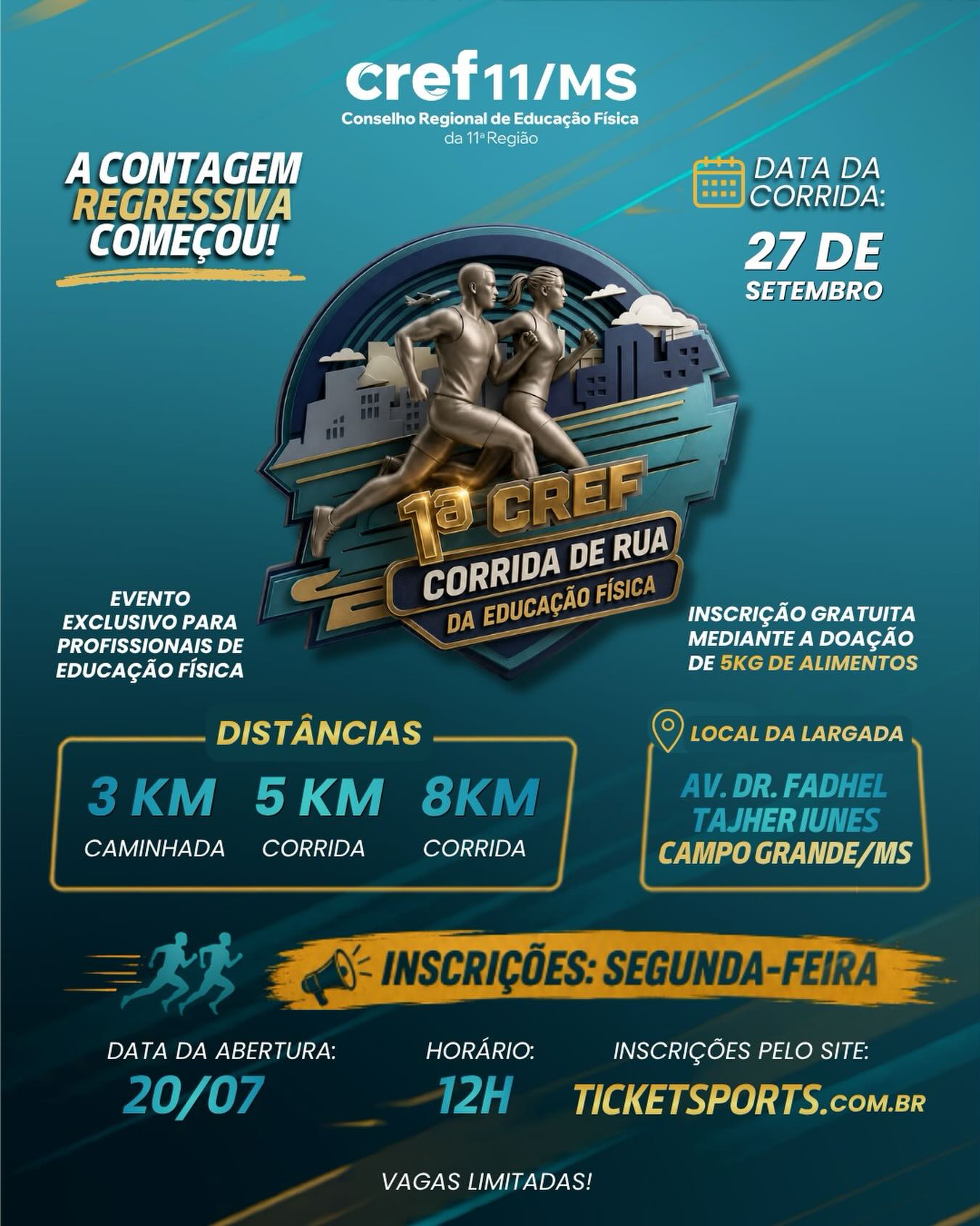 1ª Corrida de Rua da Educação Física reúne profissionais em Campo Grande