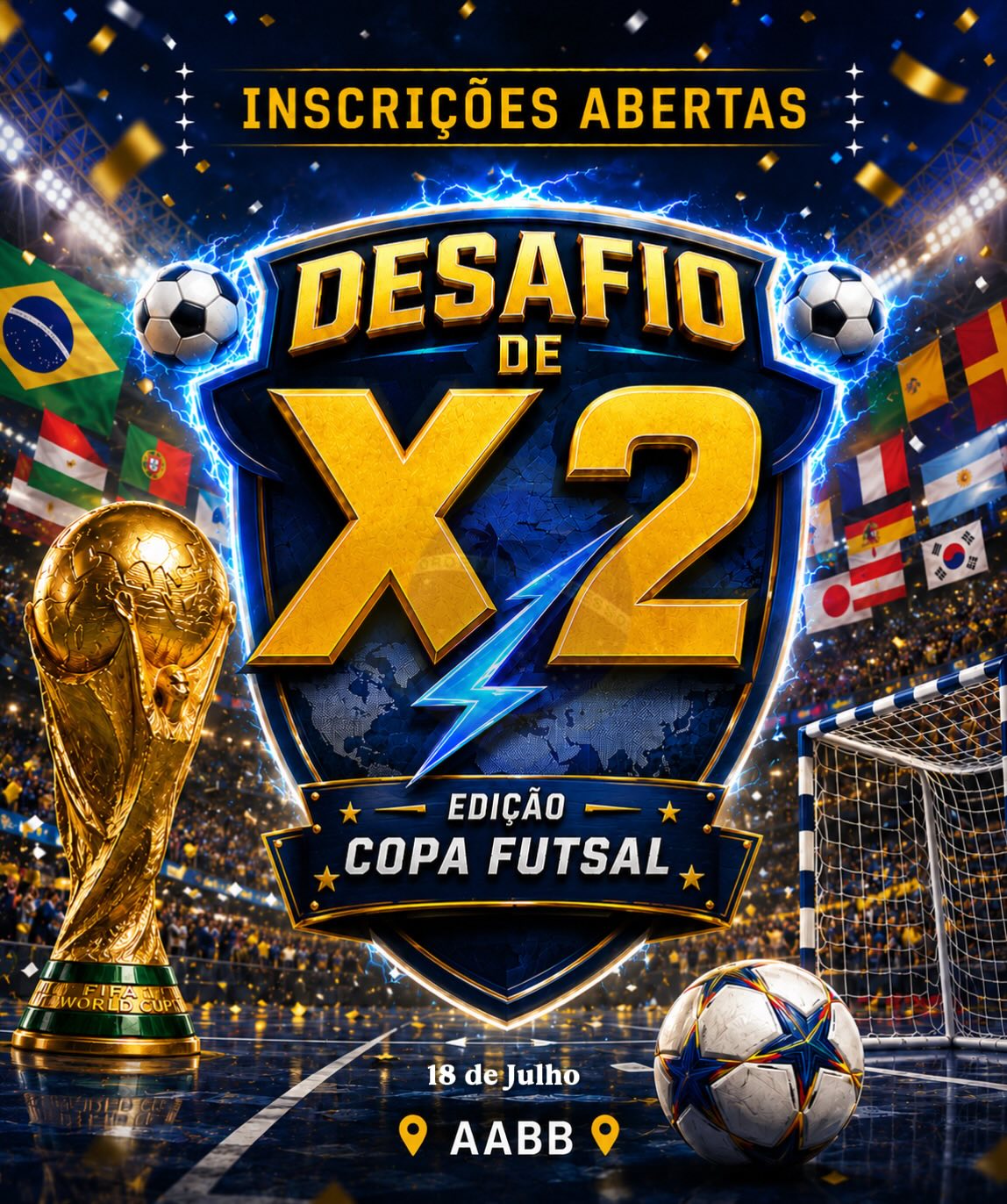 X2 Copa Futsal 2026 promete emoção com tema de Copa do Mundo