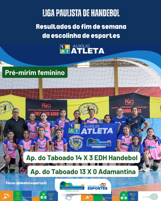 Aparecida do Taboado brilha na Liga Paulista de Handebol com vitórias, atletas em destaque e reconhecimento individual