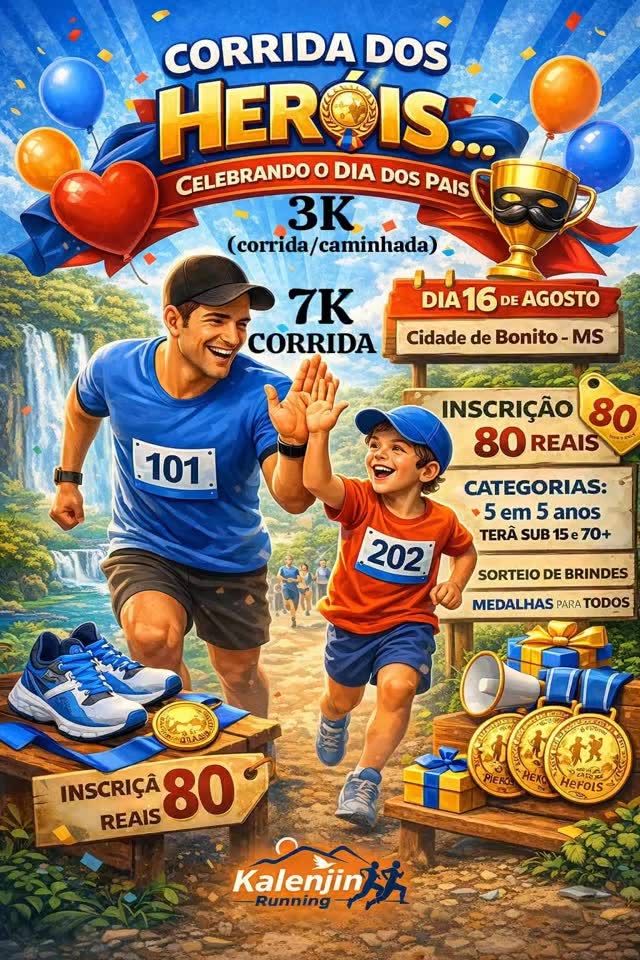 Corrida dos Heróis celebra o Dia dos Pais com percursos inéditos em Bonito