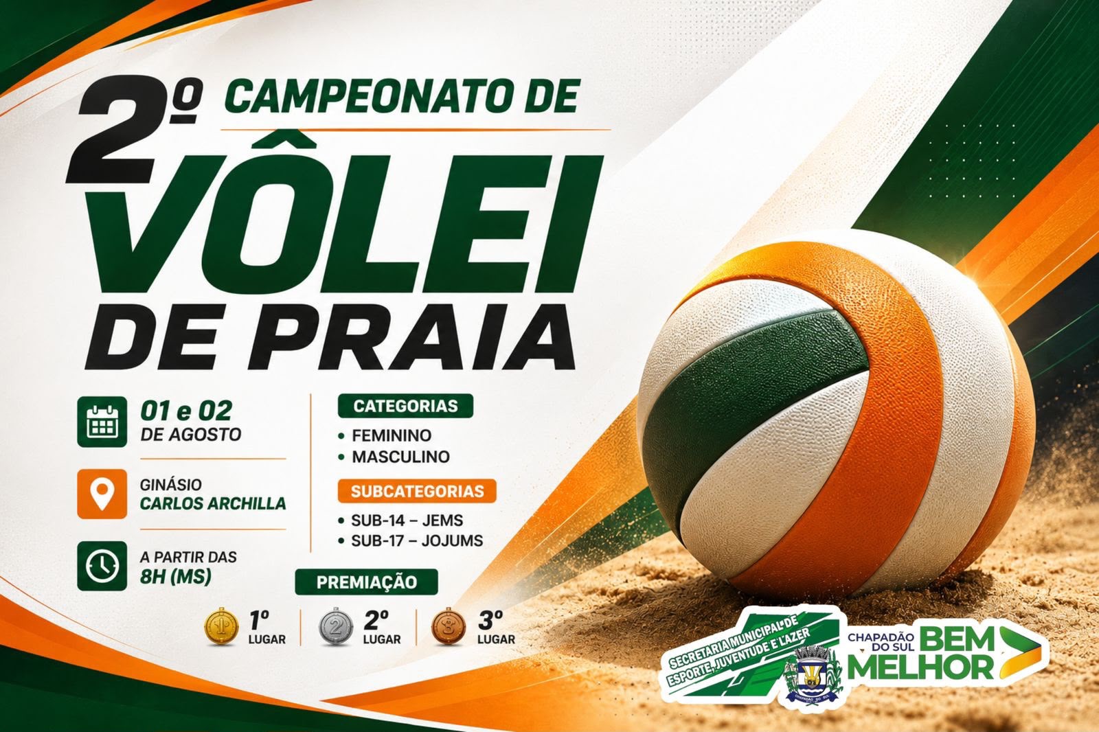 Chapadão do Sul realiza 2º Campeonato de Vôlei de Praia neste fim de semana