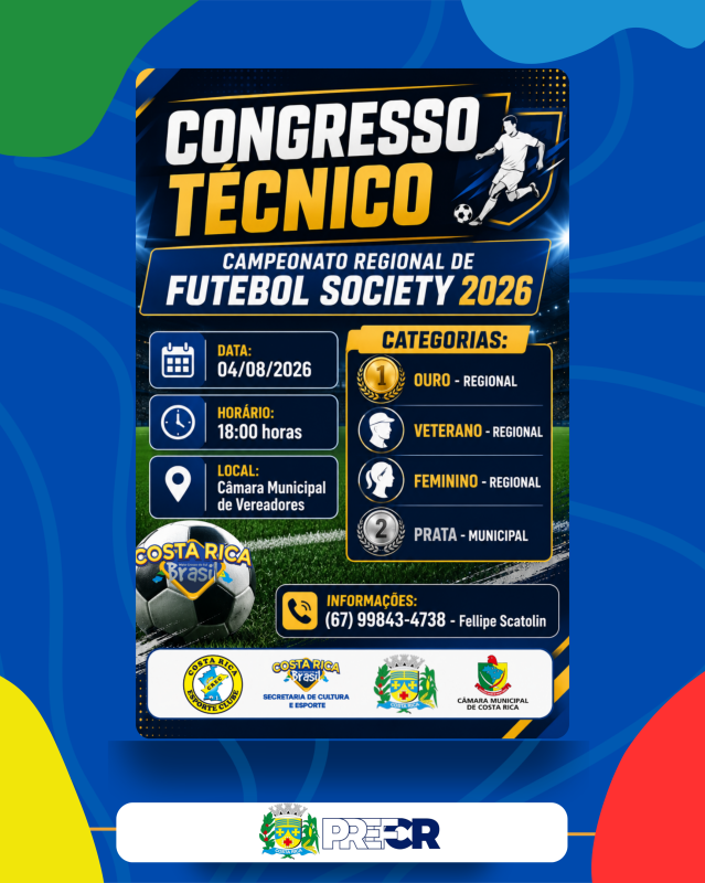 Costa Rica realiza dia 4 de agosto, Congresso Técnico do Campeonato Regional de Futebol Society 2026
