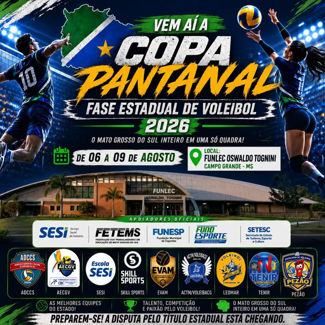 Copa Pantanal reúne equipes de voleibol na fase estadual em Campo Grande